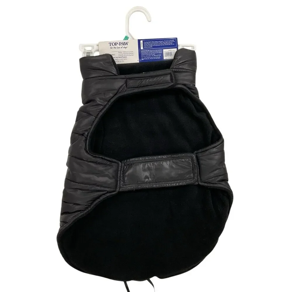 Top‎ Paw Size Large (17.5”) Black Reversible Puffer Dog Jacket Warm Winter NWT
